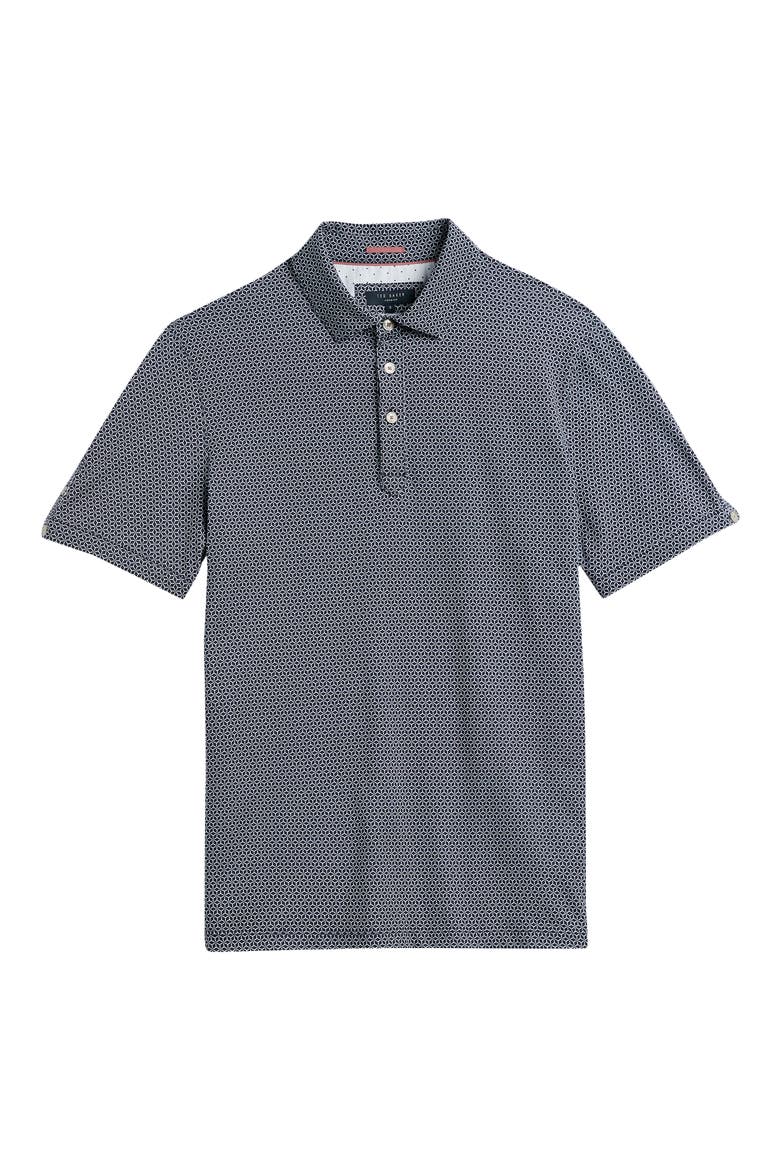Limbo Slim Fit Geometric Print Polo, Alternate, color, DARK BLUE