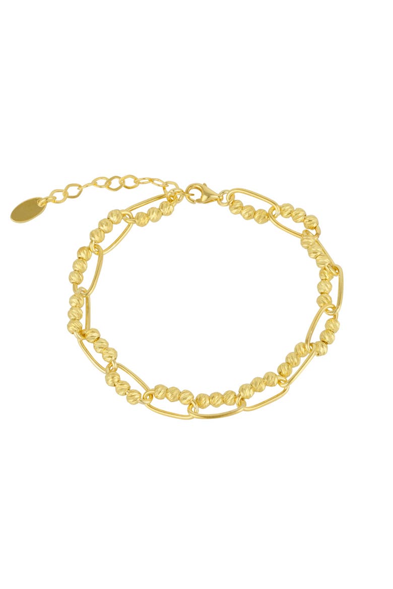 Sterling Silver Paperclip and Beaded Twisted Chain Bracelet, Main, color, Gold