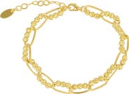 Spero London Sterling Silver Paperclip and Beaded Twisted Chain Bracelet