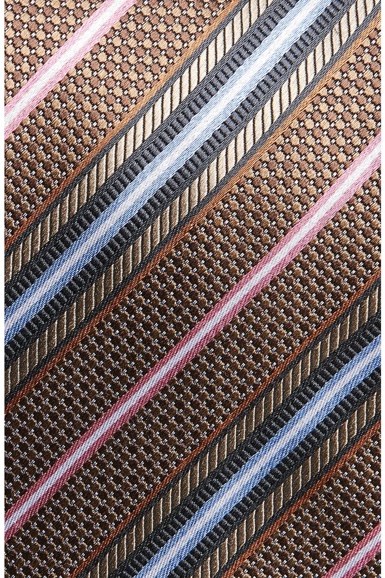 Stripe Jacquard Silk Tie, Alternate, color, BROWN
