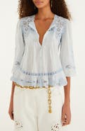 FARM Rio Richilieu Lace Panel Cotton Blouse