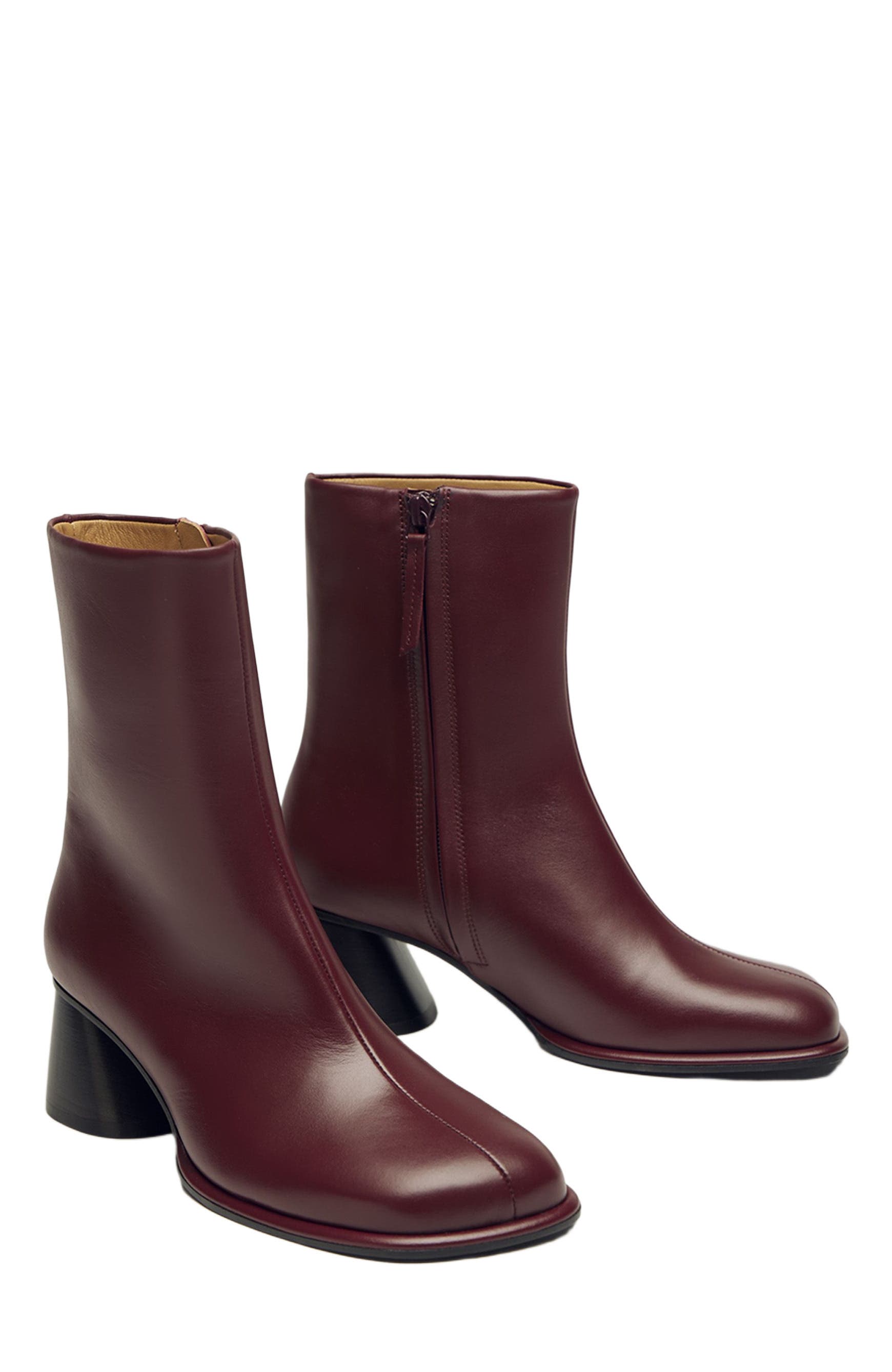 Holton Smooth Leather Heeled Boots, Alternate, color, Dark Cherry