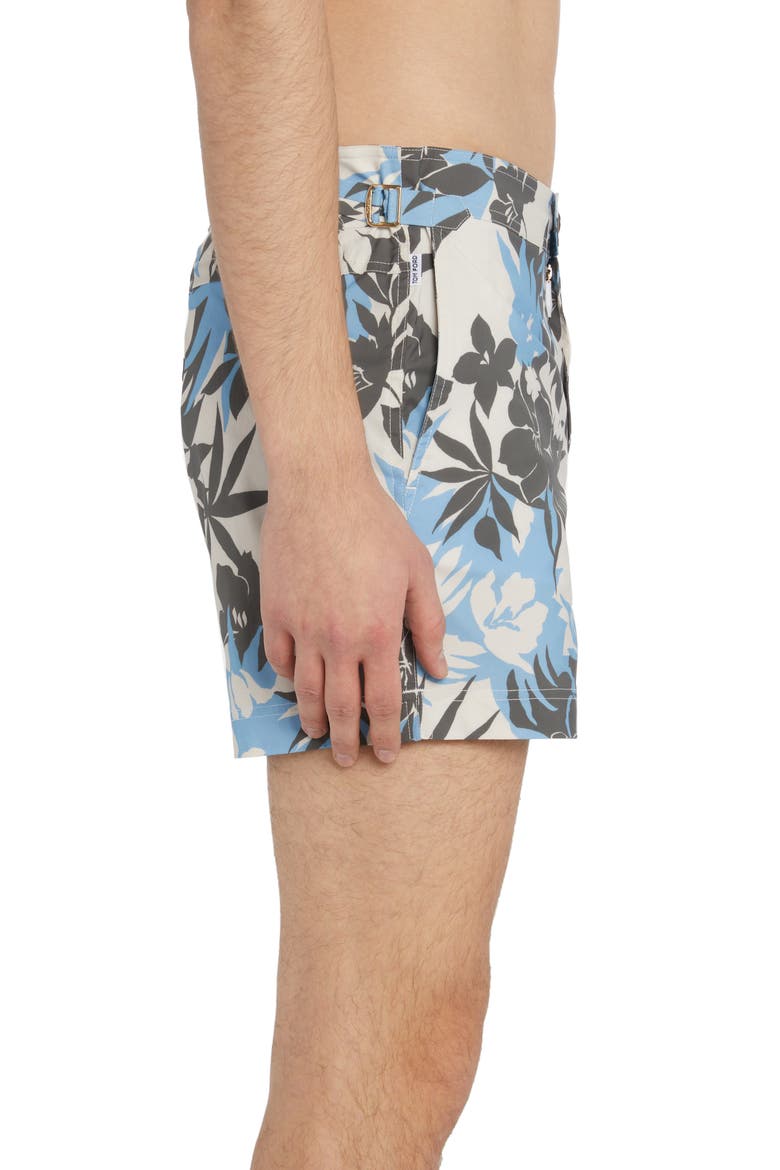 Tropical Floral Compact Poplin Swim Trunks, Alternate, color, NEW TROPICAL FLOWER BLUE
