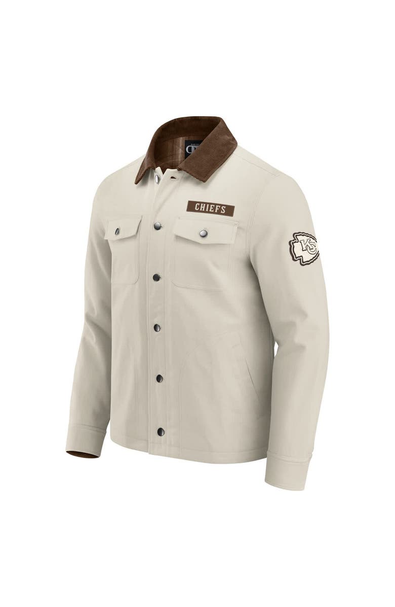 Darius Rucker Collection by Fanatics Men's NFL x Darius Rucker Collection by Fanatics Tan Kansas City Chiefs Midweight Canvas Full-Button Jacket, Alternate, color, Tan