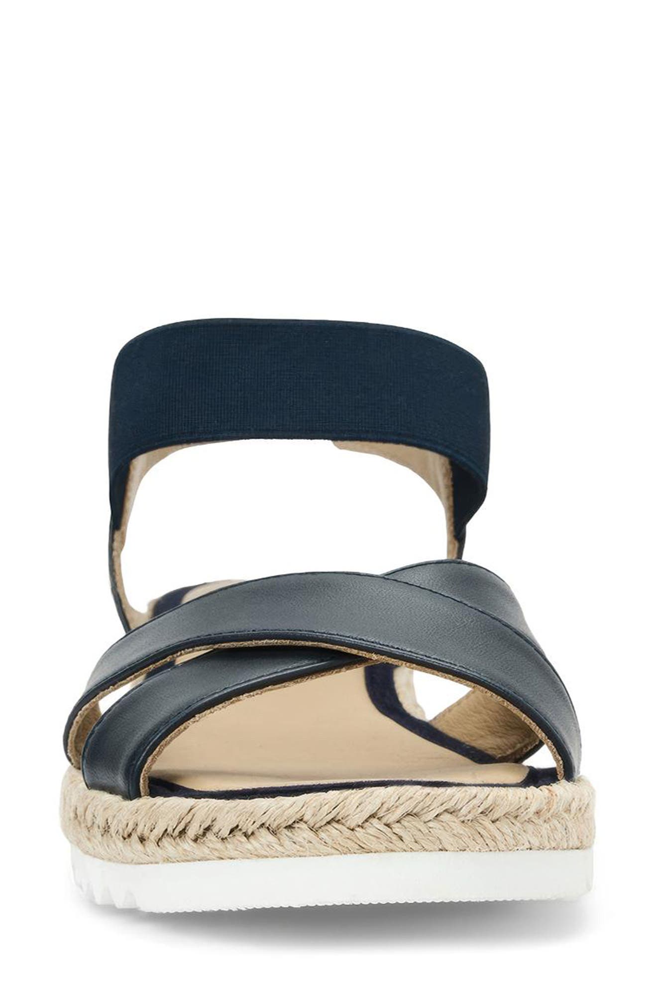 Almeria Weatherproof Slingback Espadrille Platform Wedge Sandal, Alternate, color, NAVY LEATHER