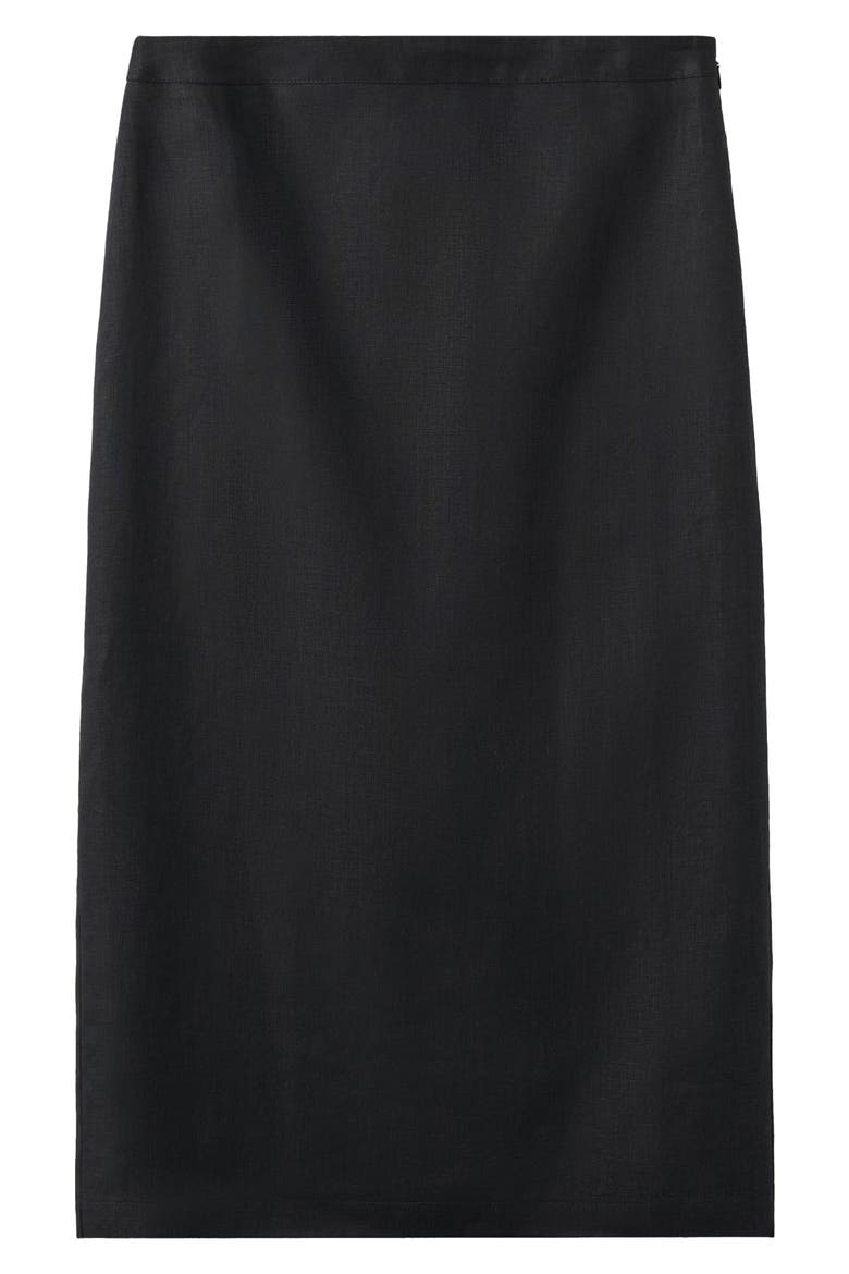 Linen Midi Skirt, Alternate, color, BLACK