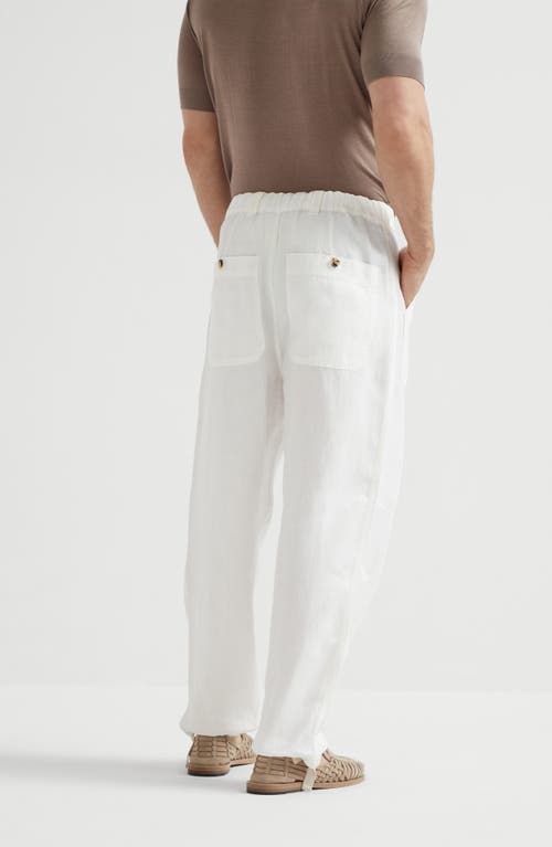 Brunello Cucinelli Gabardine Garment Dyed Trousers In White