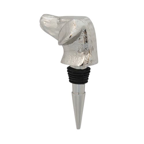 Storied Home Cast Aluminum Dog Head Bottle Stopper In White
