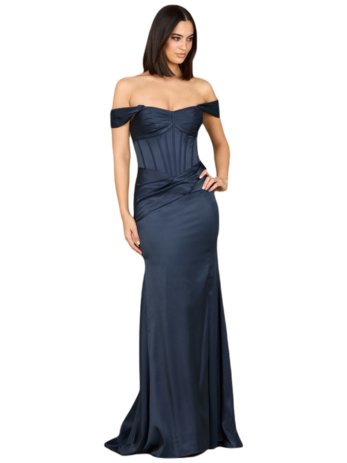 Lara New York Sleeveless Corset Gown In Navy