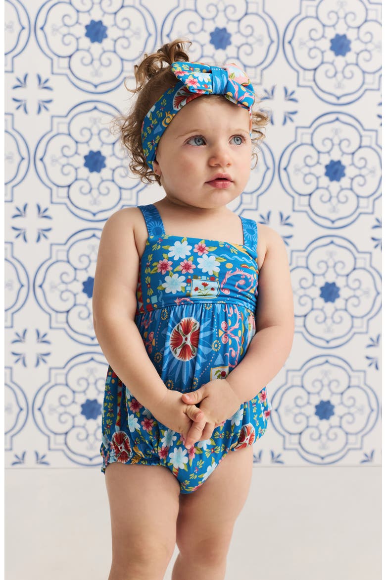 Tie Back Bubble Romper, Alternate, color, BLUE