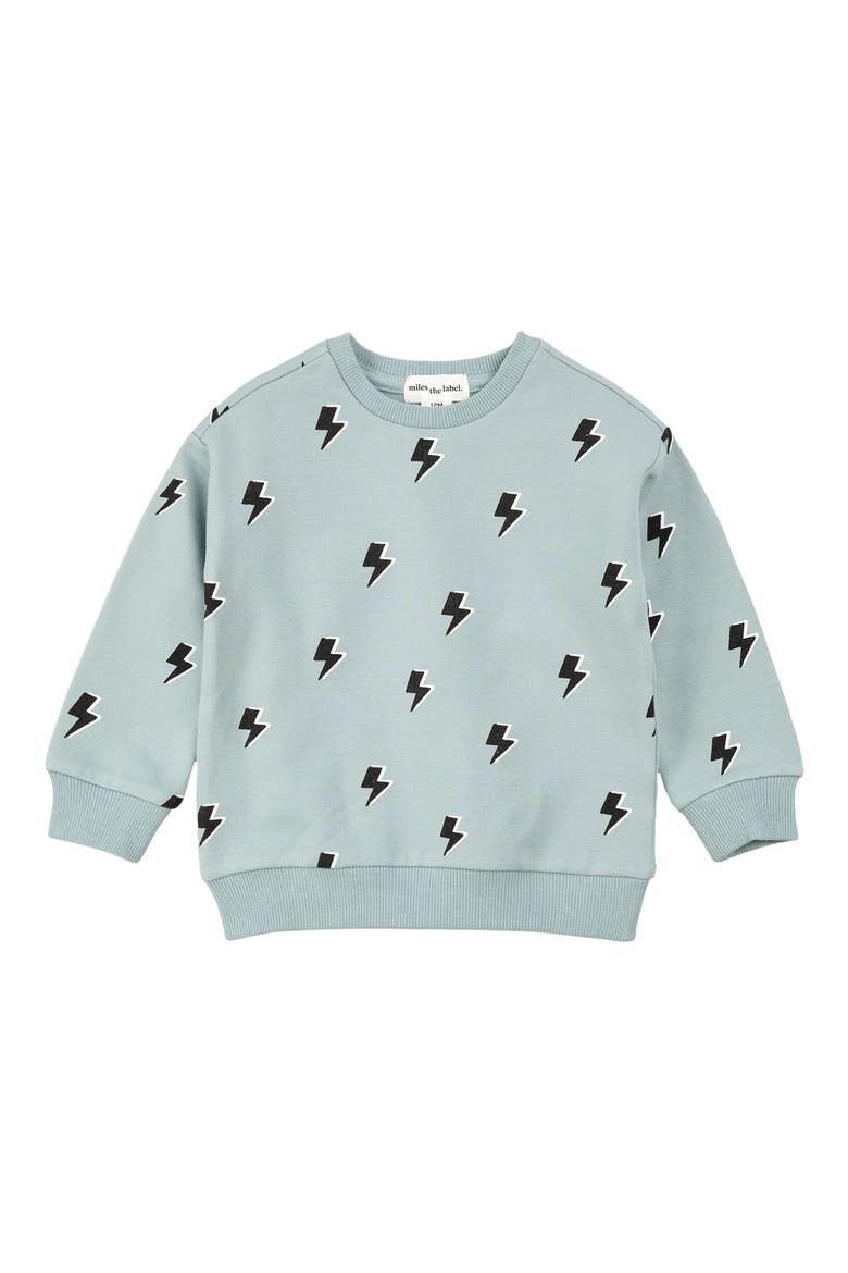 Kids' Lightning Bolt Stretch Organic Cotton Fleece Sweatshirt, Main, color, DARK BLUE
