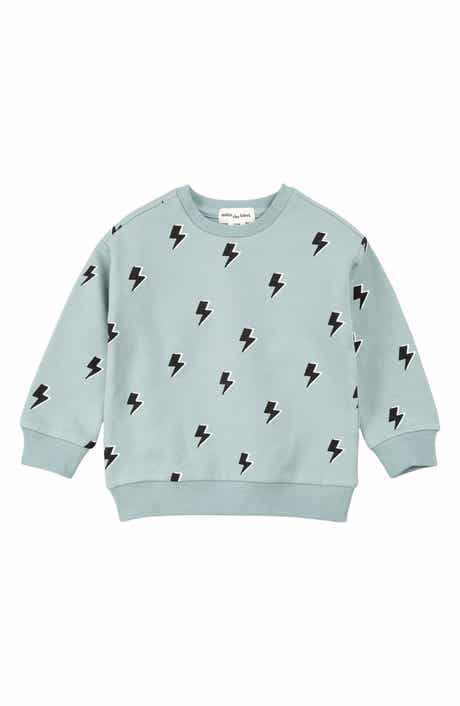 MILES THE LABEL Kids' Lightning Bolt Stretch Organic Cotton Fleece Sweatshirt