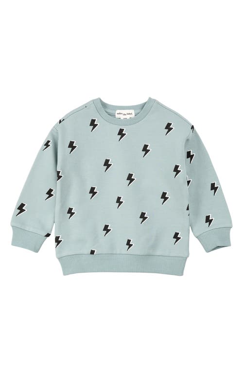 Miles The Label Kids' Lightning Bolt Stretch Organic Cotton Fleece Sweatshirt In Blue