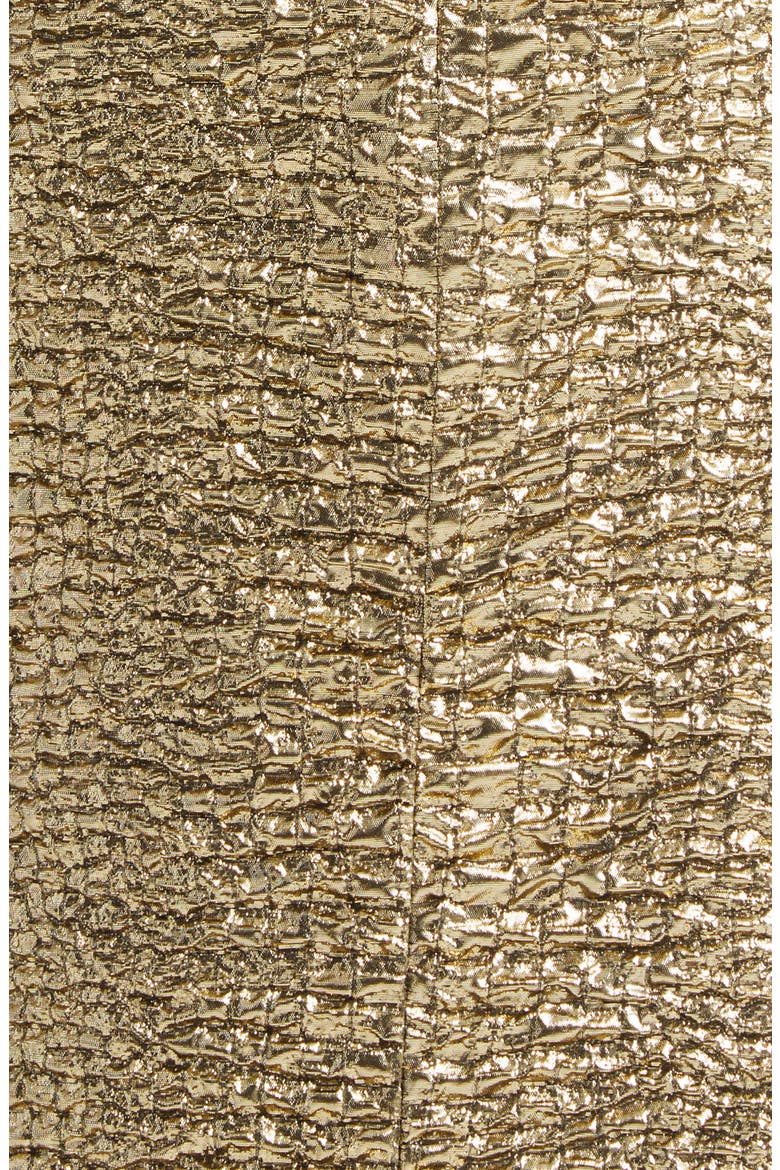 Micheline Metallic Seersucker Column Gown, Alternate, color, GOLD