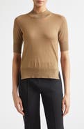 Jil Sander Fine Knit Short Sleeve Cashmere, Virgin Wool & Silk Sweater