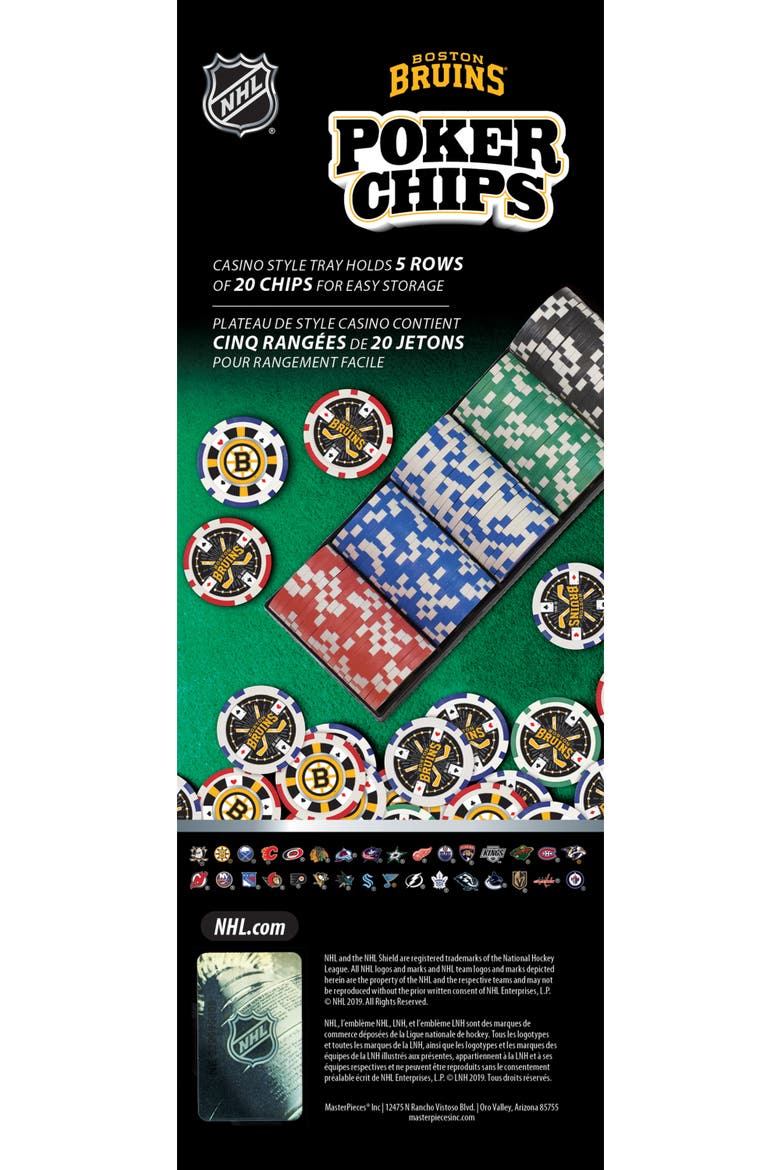 Boston Bruins 100 Piece Poker Chips, Alternate, color, Multicolor