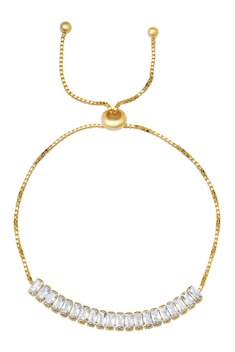 Sterling Silver Emerald Cut Cubic Zirconia Bracelet, Main, color, GOLD