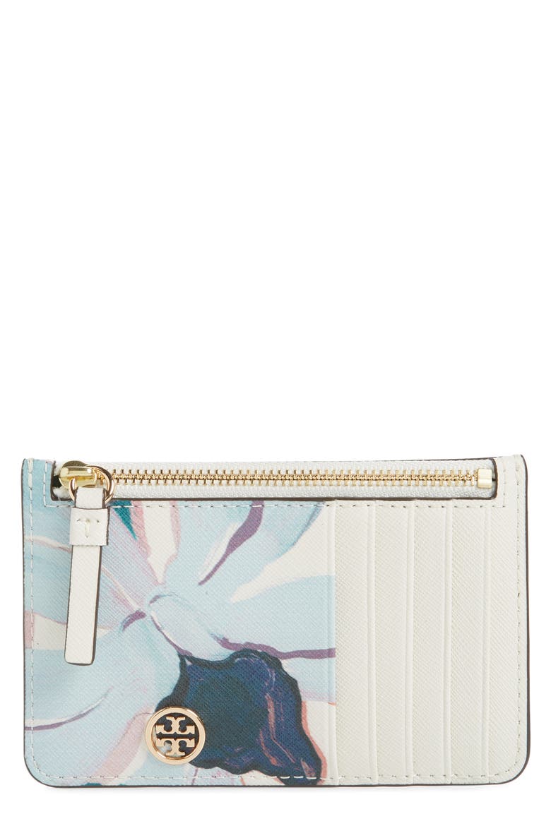 Robinson Slim Leather Card Case, Main, color, DESERT BLOOM PIGMENT
