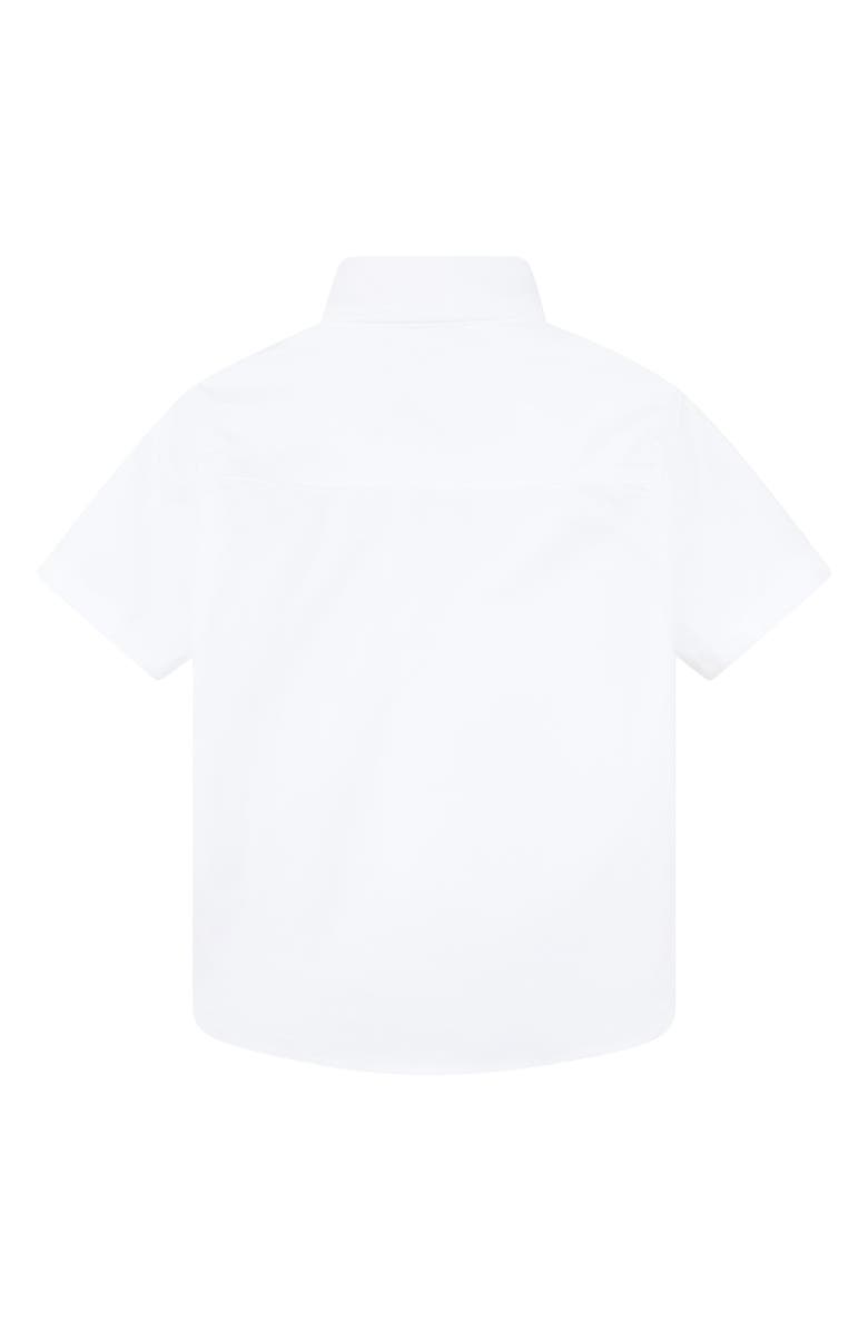 BOSS Kidswear Solid Short Sleeve Cotton Button-Up Shirt, Alternate, color, White
