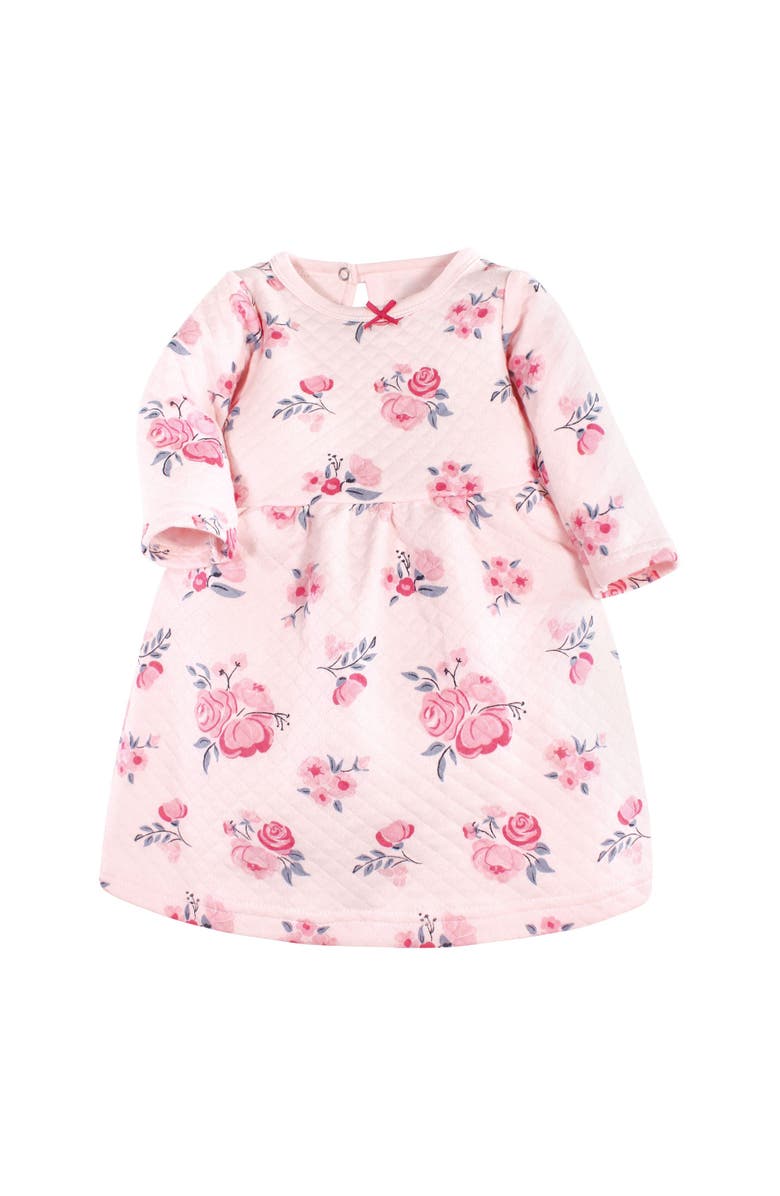 Hudson Baby 2Pk Quilted Long Sleeve Dress, Alternate, color, Pink And Navy Floral