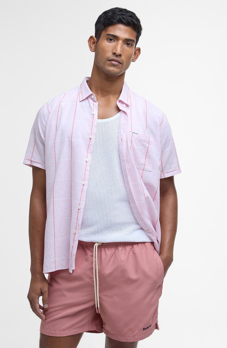 Barbour Staple Logo Swim Trunks, Alternate, color, Pink Clay