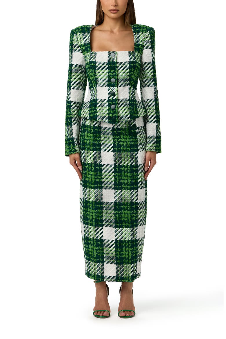 Plaid Boucle Peplum Blazer, Alternate, color, PALAZZO PLAID
