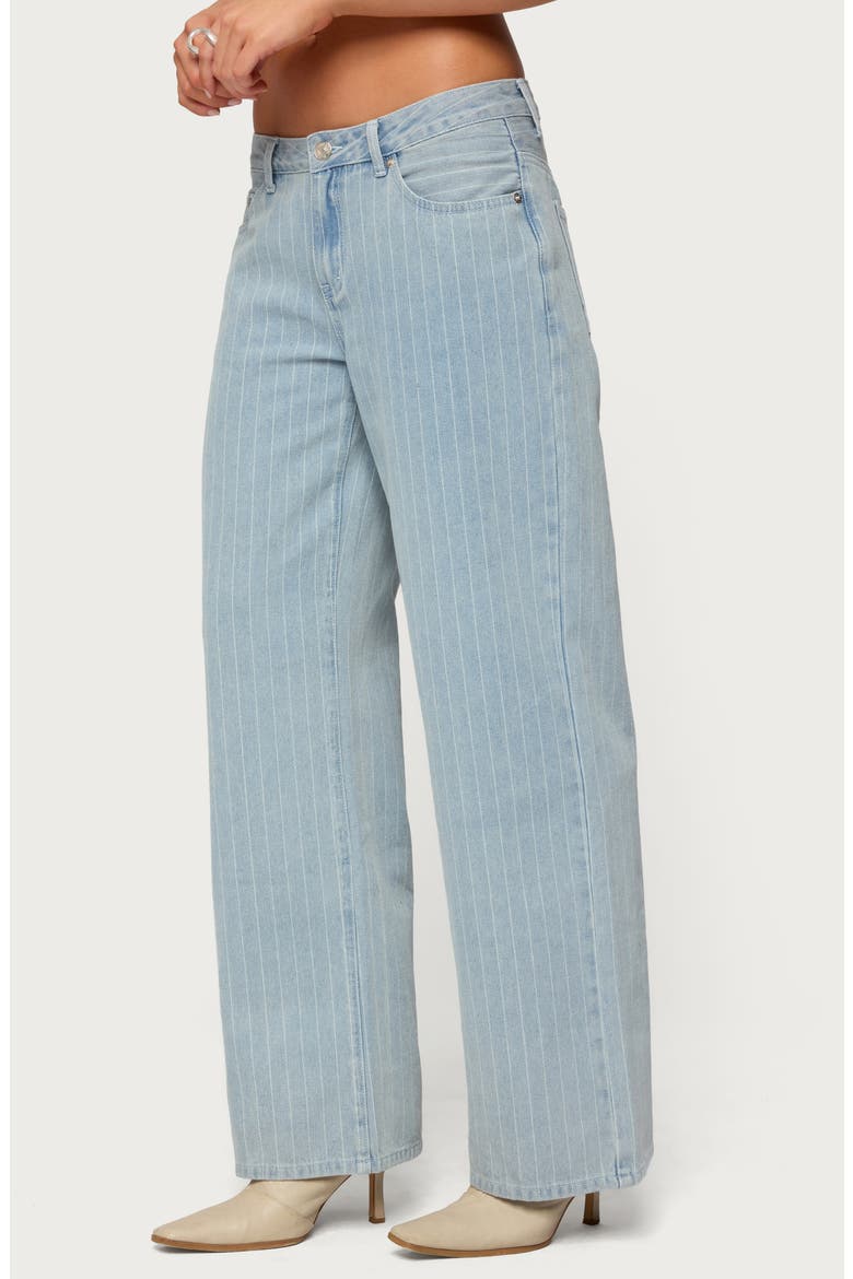 Pinstripe Low Rise Wide Leg Jeans, Alternate, color, LIGHT-BLUE-WASHED