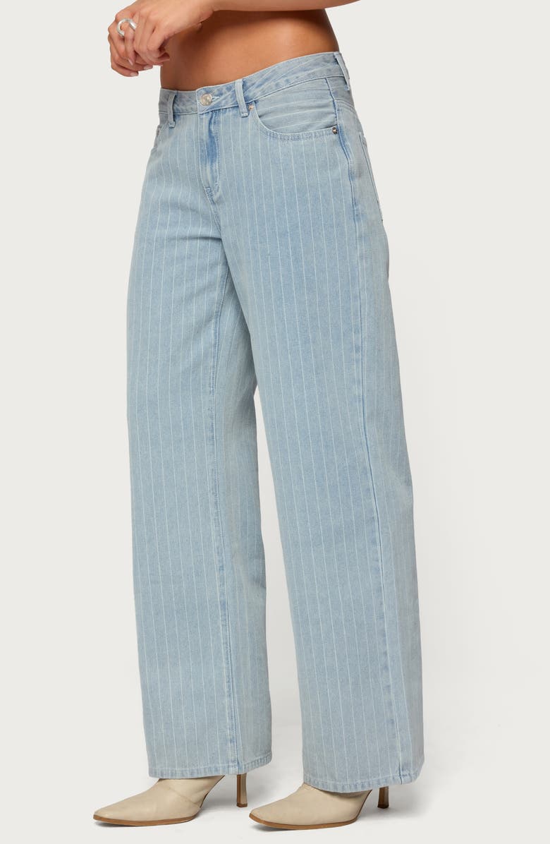 EDIKTED Pinstripe Low Rise Wide Leg Jeans, Alternate, color, Light-Blue-Washed
