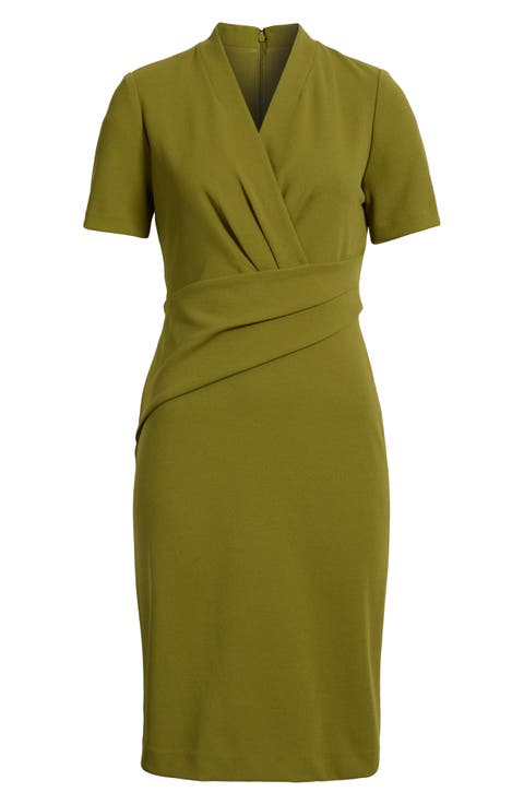 Pleated Scuba Crepe Dress