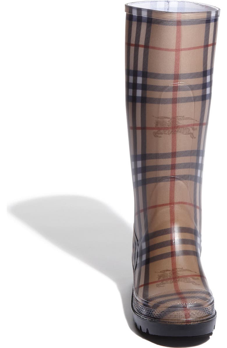 Burberry Check Print Rain Boot, Alternate, color,