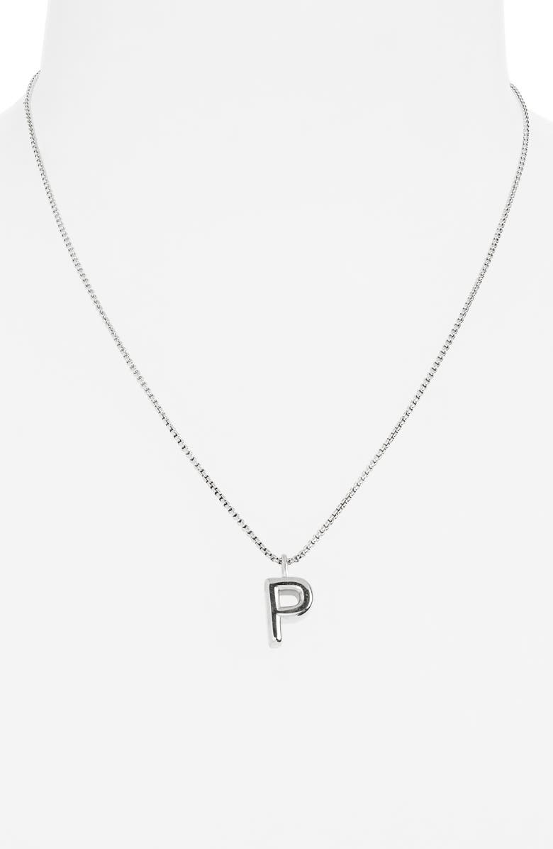 Open Edit Waterproof Bubble Initial Pendant Necklace, Alternate, color, P- Silver