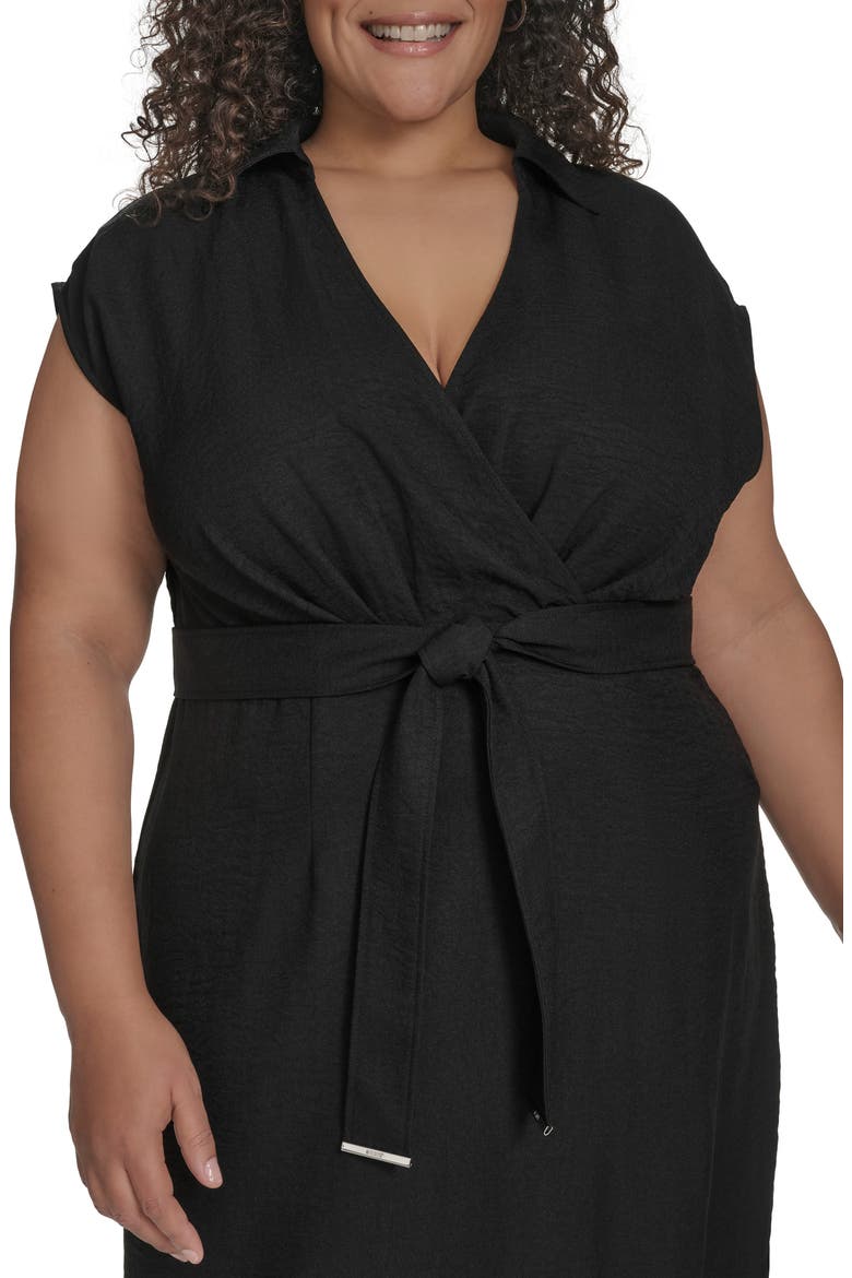 Cap Sleeve Midi Dress, Alternate, color, BLACK