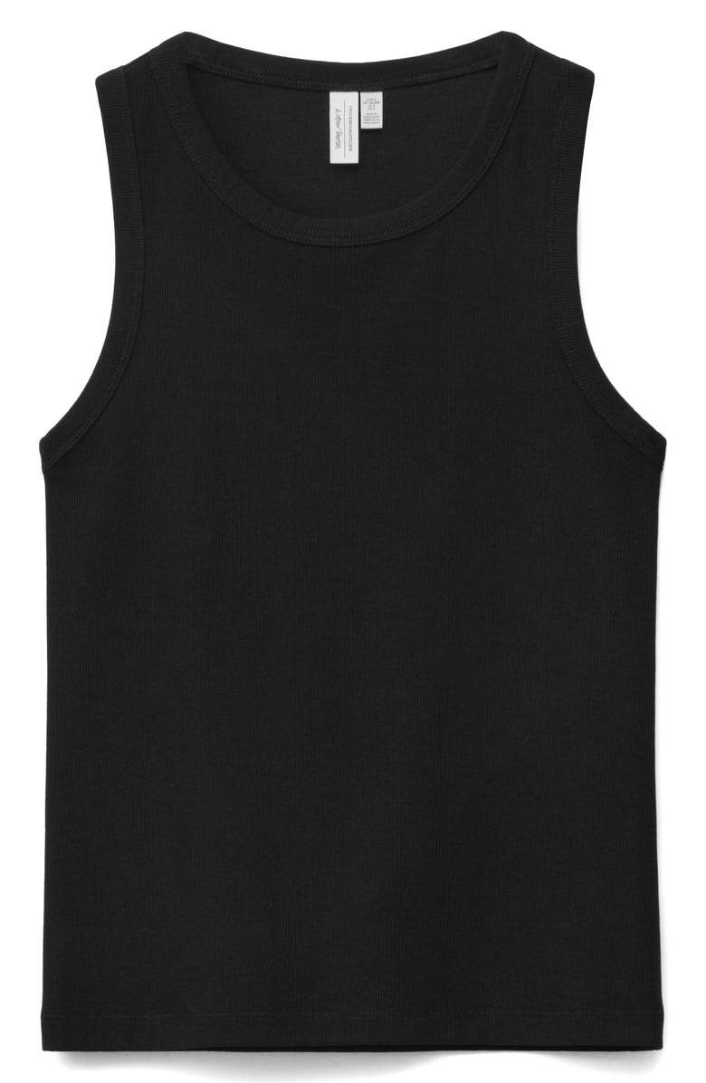 & Other Stories Stretch Cotton Rib Tank, Main, color, Black Dark