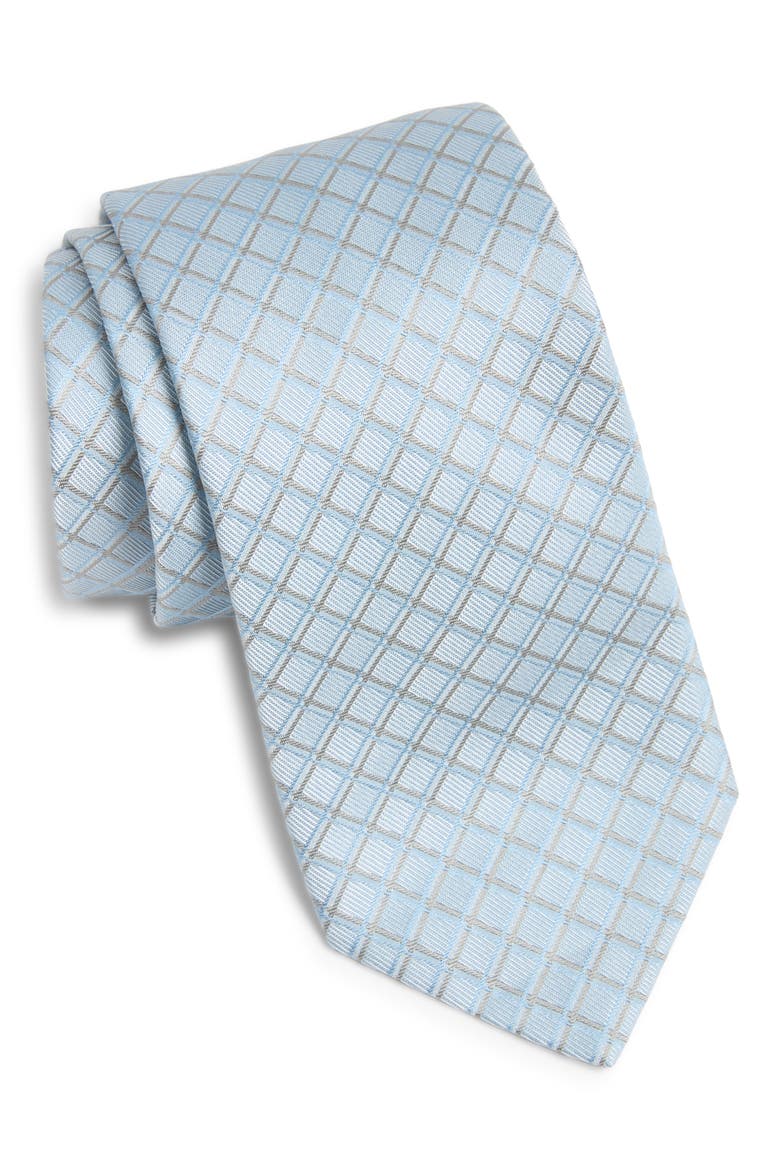 Geometric Silk Tie, Main, color, LIGHT BLUE