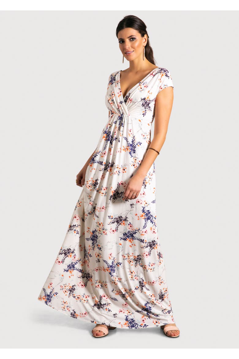 Sophia V-Neck Short Sleeve Maxi Dress, Alternate, color, Japanese Garden