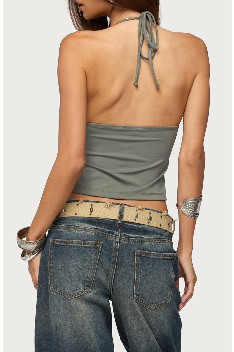 Ramone Studded Halter Top, Alternate, color, OLIVE
