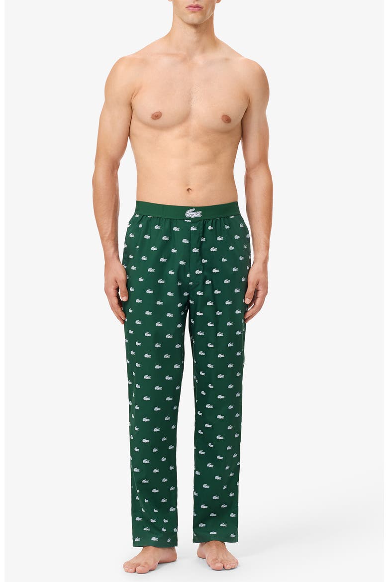 Logo Print Cotton Pajama Pants, Alternate, color, 291 GREEN/ WHITE