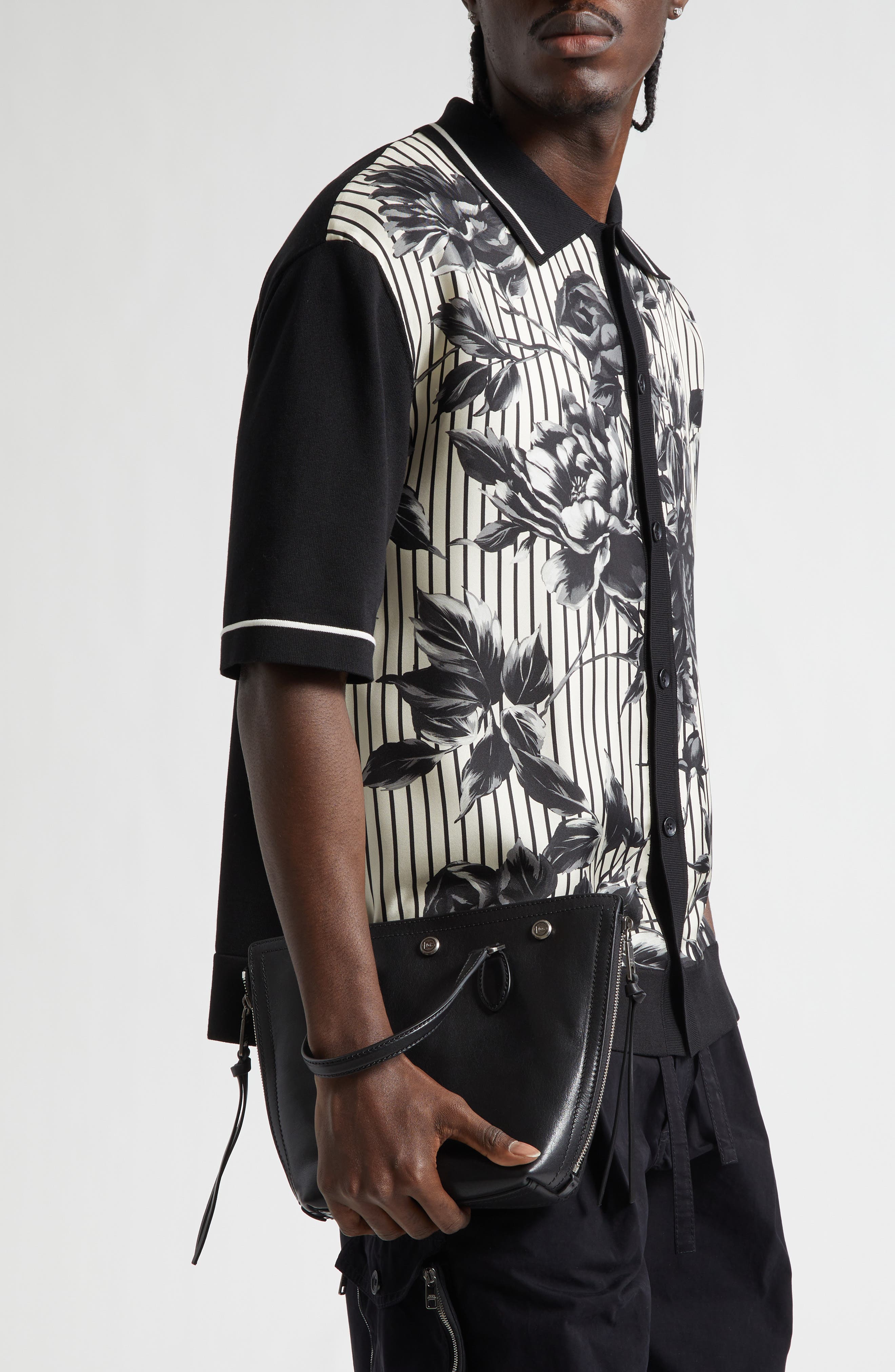 Dolce&Gabbana Leather Shopper, Alternate, color, Black