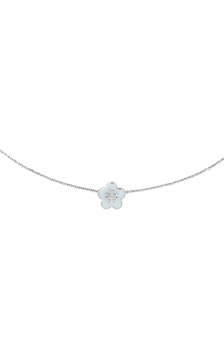 Tory Burch Forget Me Not Enamel Pendant Necklace, Alternate, color, 