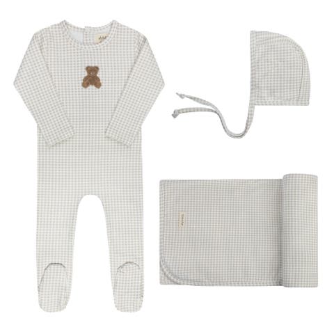 Gingham Teddy Collection - Layette Set