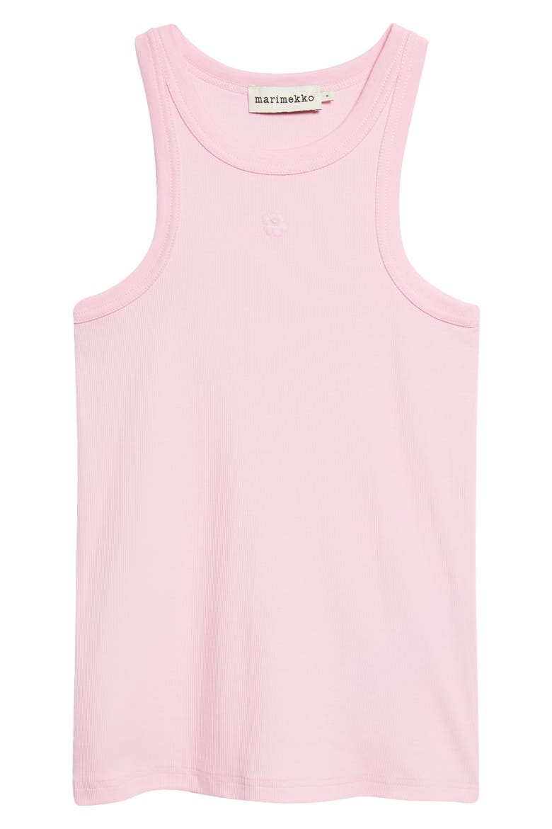 Kupla Unkko Embroidered Flower Ribbed Stretch Cotton Tank Top, Alternate, color, LIGHT PINK