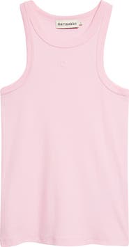 Marimekko Kupla Unkko Embroidered Flower Ribbed Stretch Cotton Tank Top