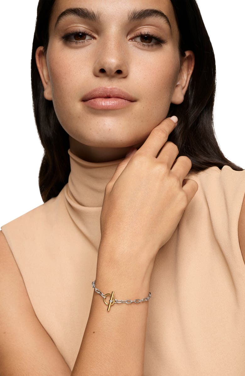 David Yurman DY Madison<sup>®</sup> Toggle Chain Bracelet in Sterling Silver with 18K Yellow Gold, 3mm, Alternate, color, Silver