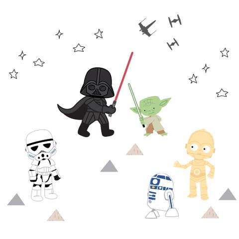 Star Wars Classic Wall Decals - Yoda, Darth Vader, R2-D2, C-3PO