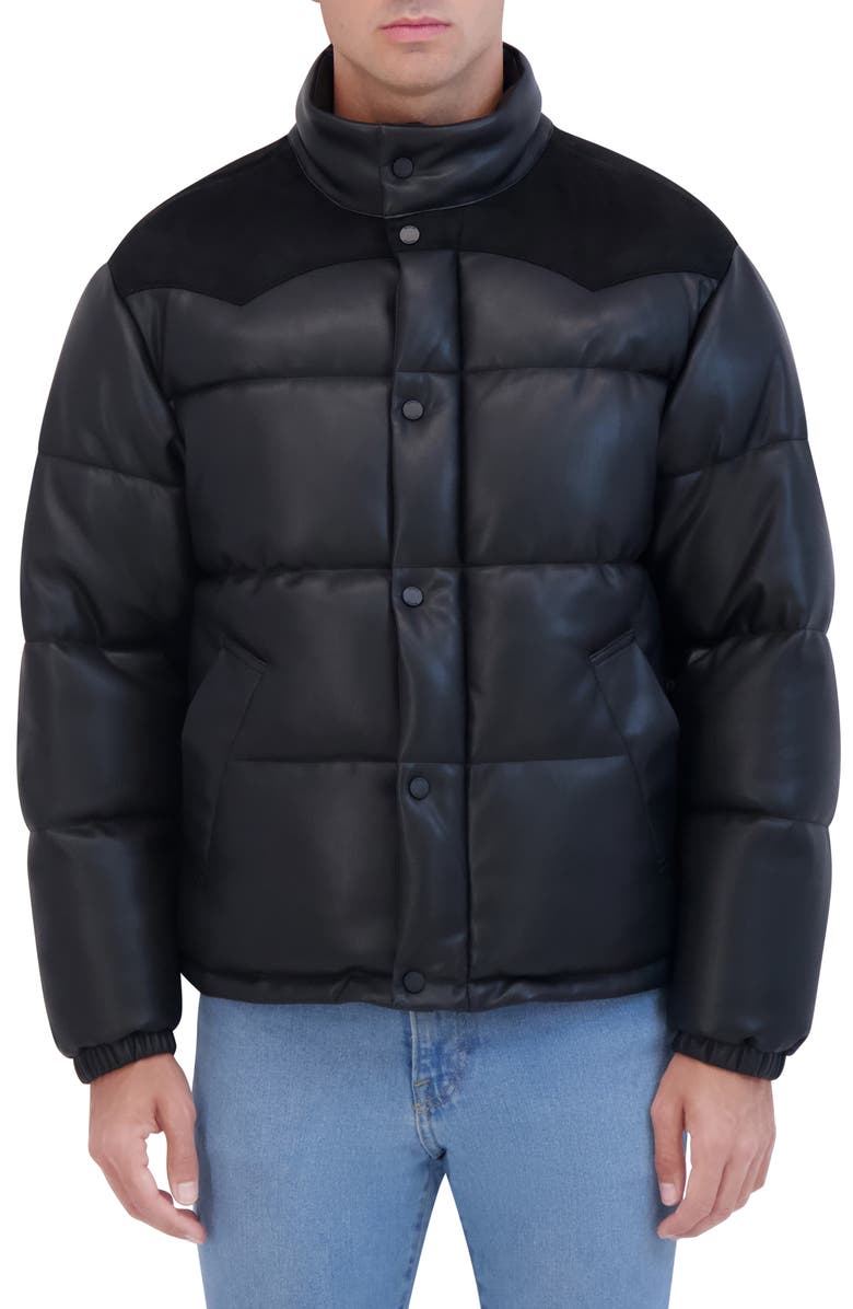 Hudson Jeans Faux Leather Puffer Jacket, Main, color, 