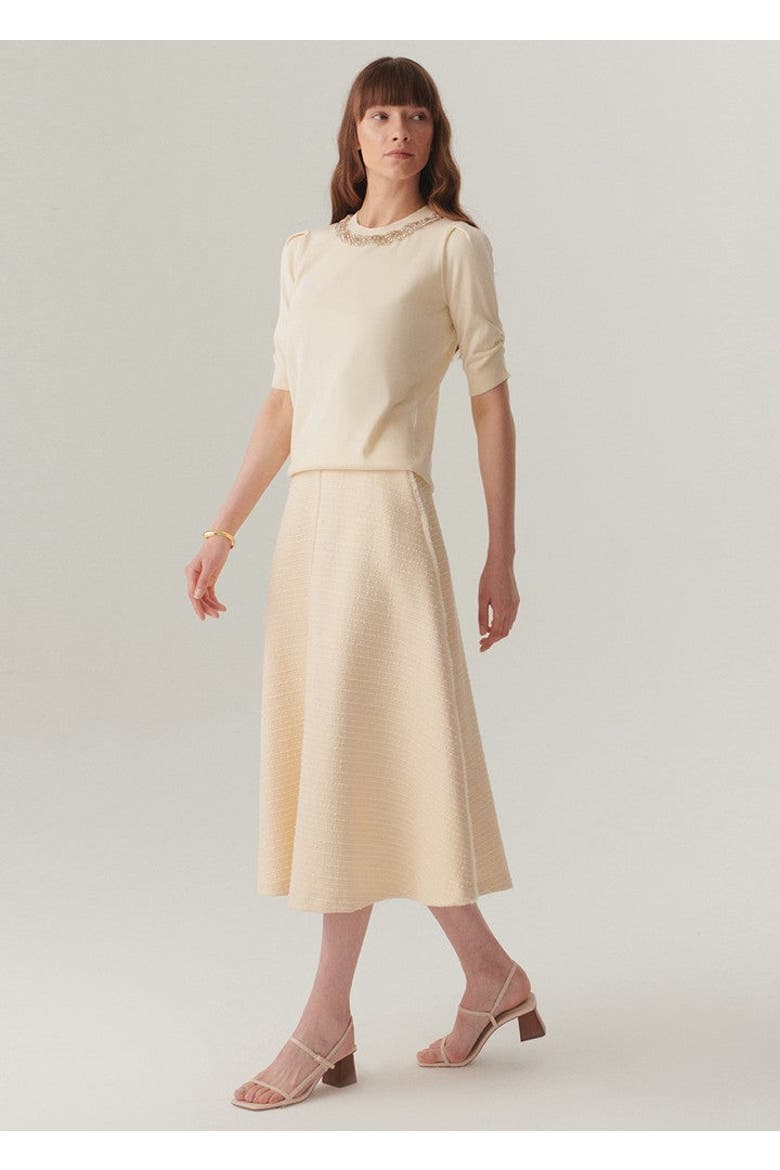 Ruth Midi Flared Skirt, Alternate, color, ECRU