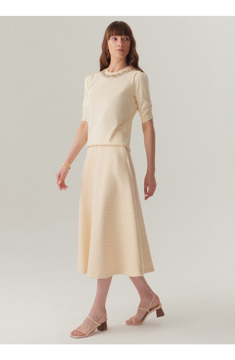 Exquise Ruth Midi Flared Skirt, Alternate, color, Ecru