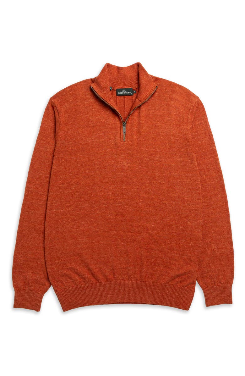 Rodd & Gunn Fortrose Cotton Quarter Zip Sweater, Alternate, color, Brick