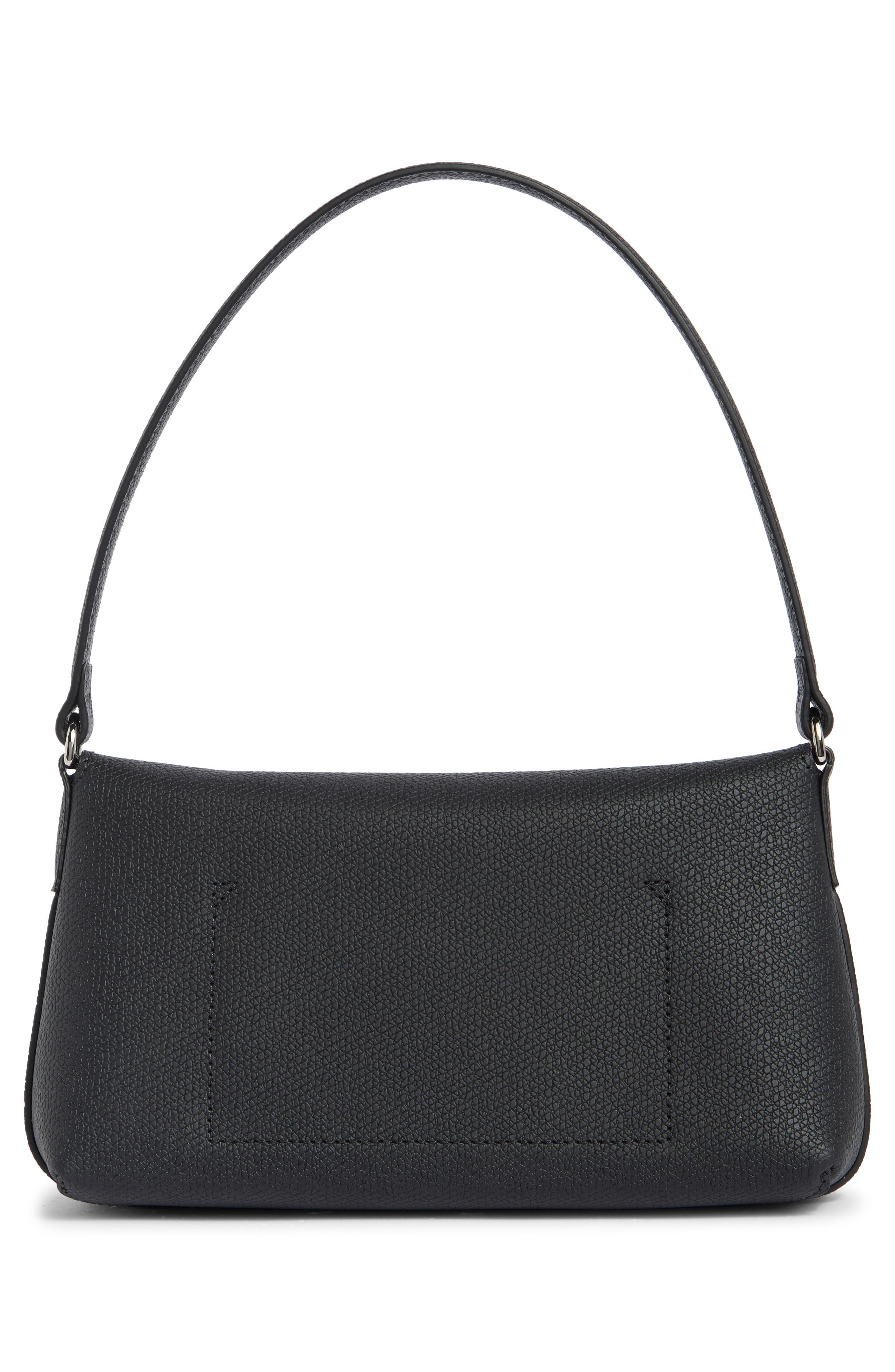 Roseau Small Leather Shoulder Bag, Alternate, color, BLACK
