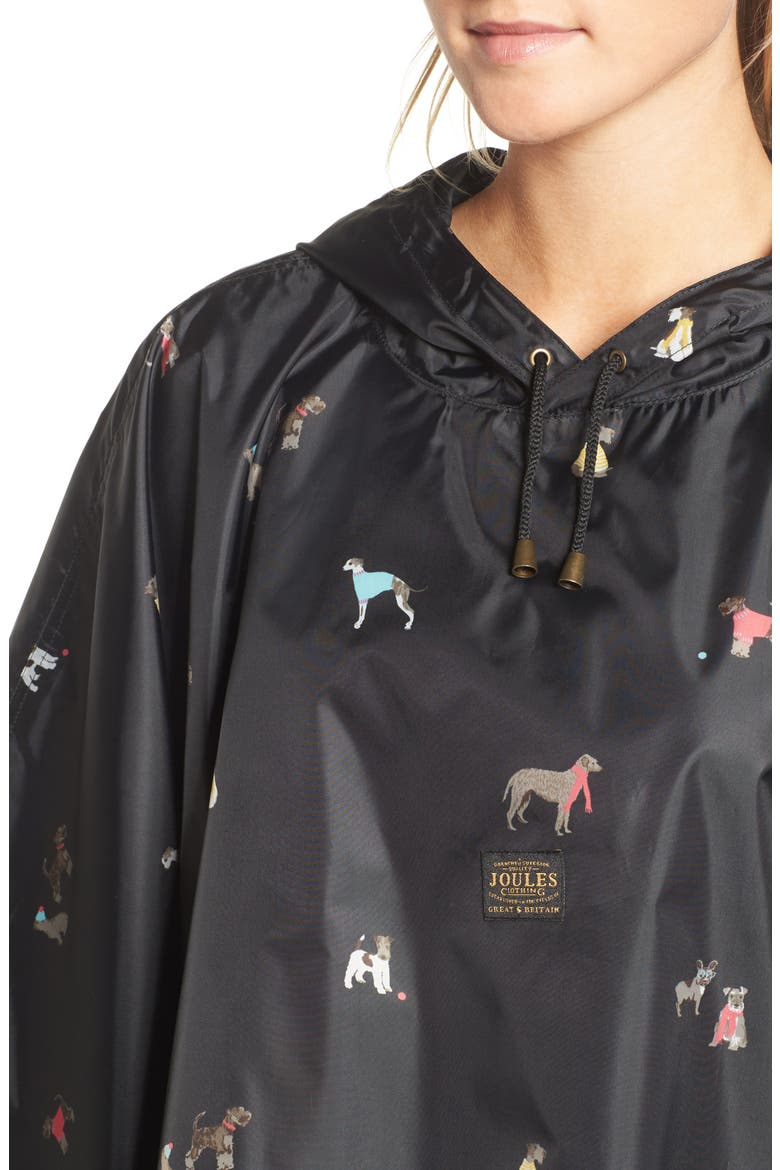 Right as Rain Print Packable Hooded Poncho, Alternate, color, BLACK CHIC DOGS
